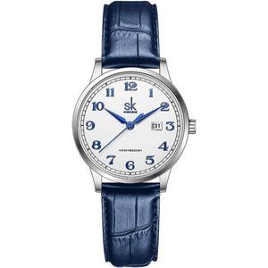 Classic Business Women Watches with Stainless Steel Band and Genuine Leather